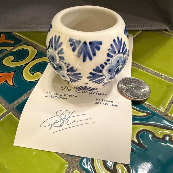 Delft Blue Candle Holder with authentication & numbered - Picture 2 of 3